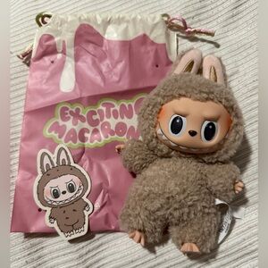 Exciting Macaron Labubu Vinyl Plush Keychain - POP MART Toffee Keychain